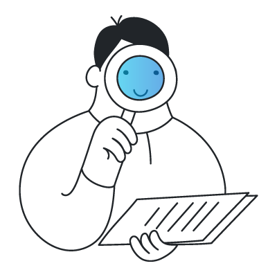 Illustration of person looking through magnifying glass