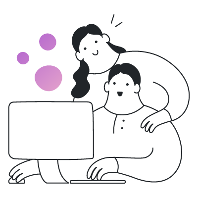 Illustration of adult looking proudly at child