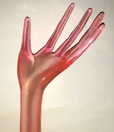 Glass hand sculpture
