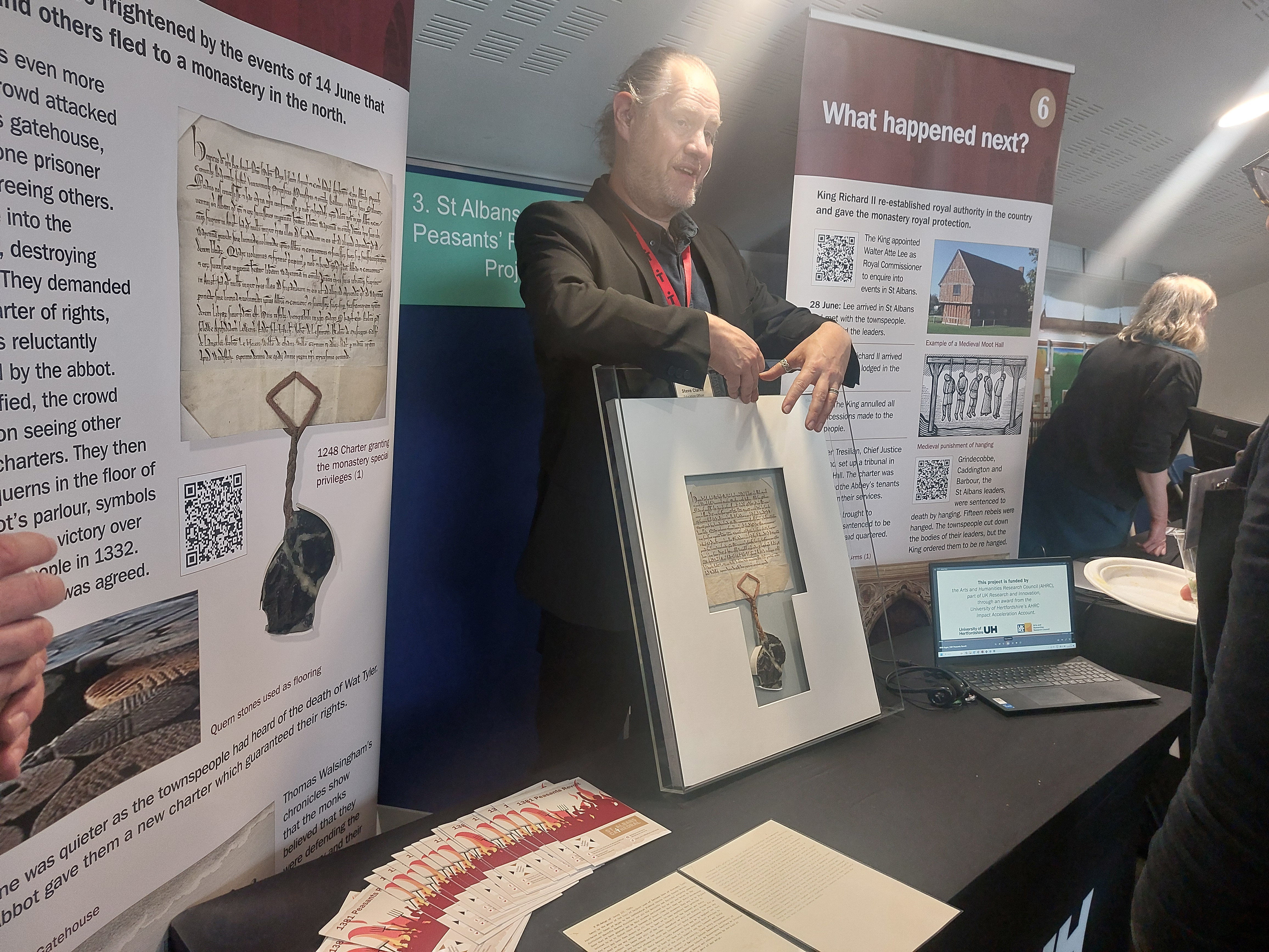 St Albans Abbey project showcase table